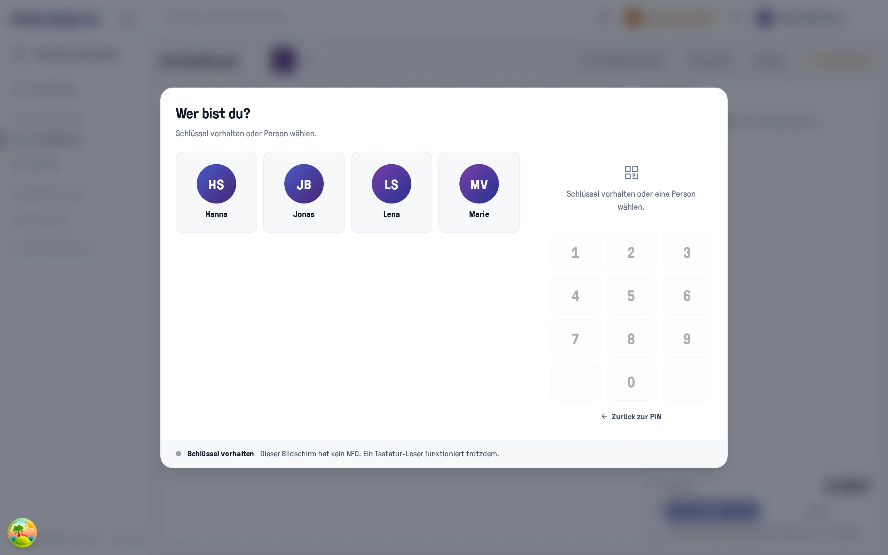 Das Personenraster unter „Person wählen“