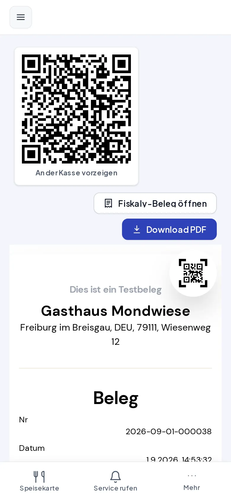 Der digitale Kassenbeleg mit QR-Code, Positionen und Zahlungsmitteln