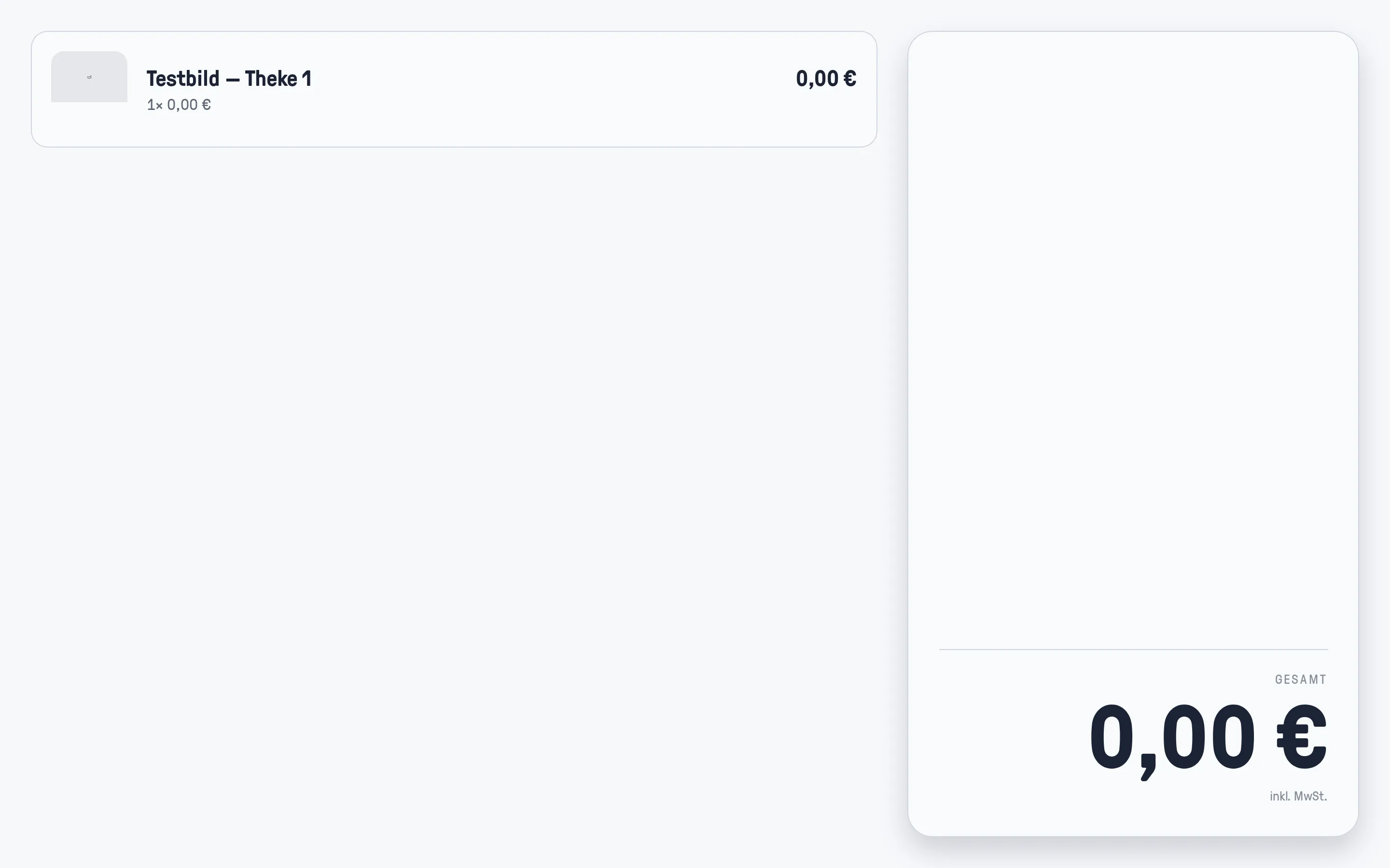 Das Display zeigt das Testbild mit Beispielposition und Summe