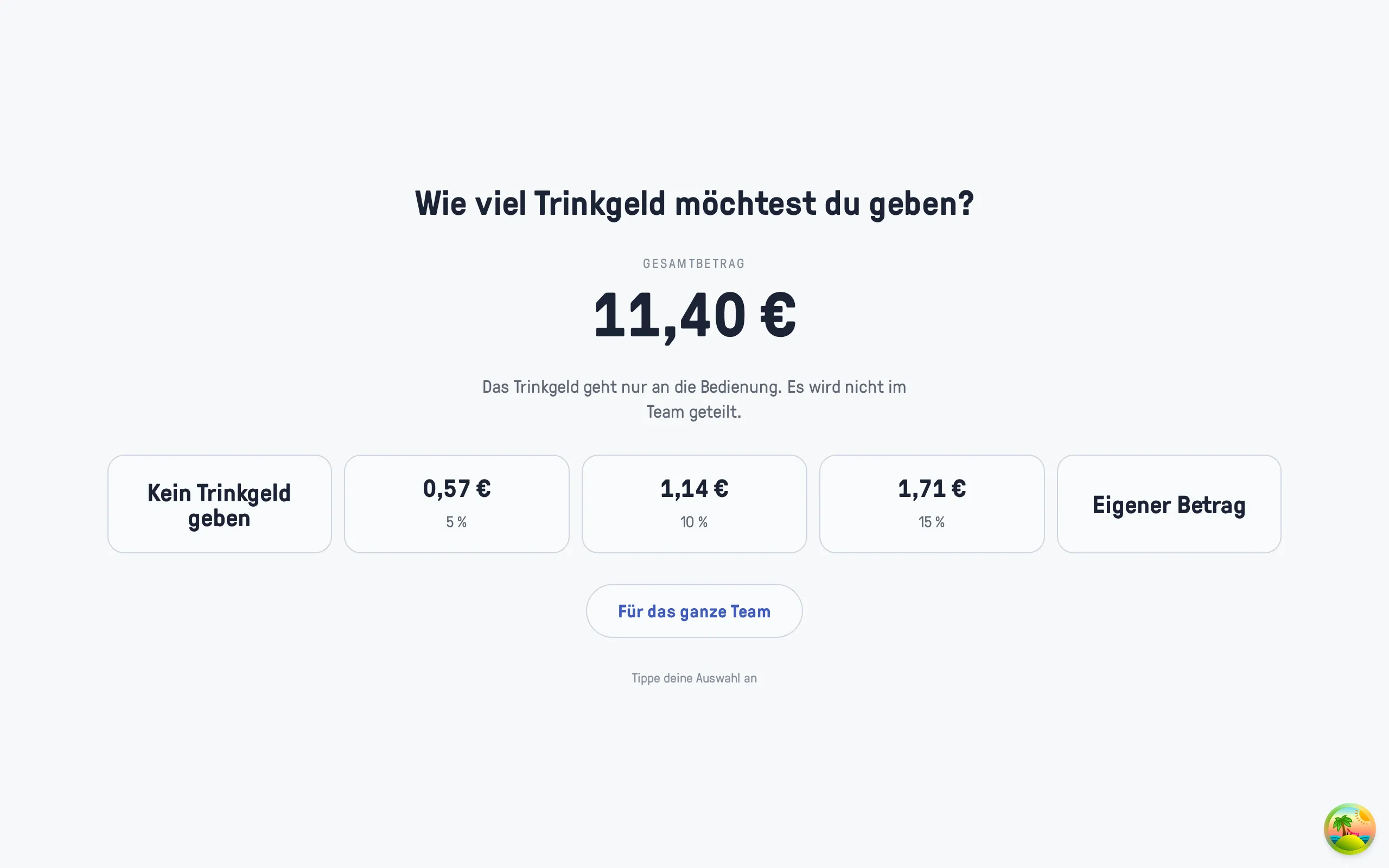 Das Kundendisplay nach der Wahl „Nur für die Bedienung“ mit dem geänderten Hinweis